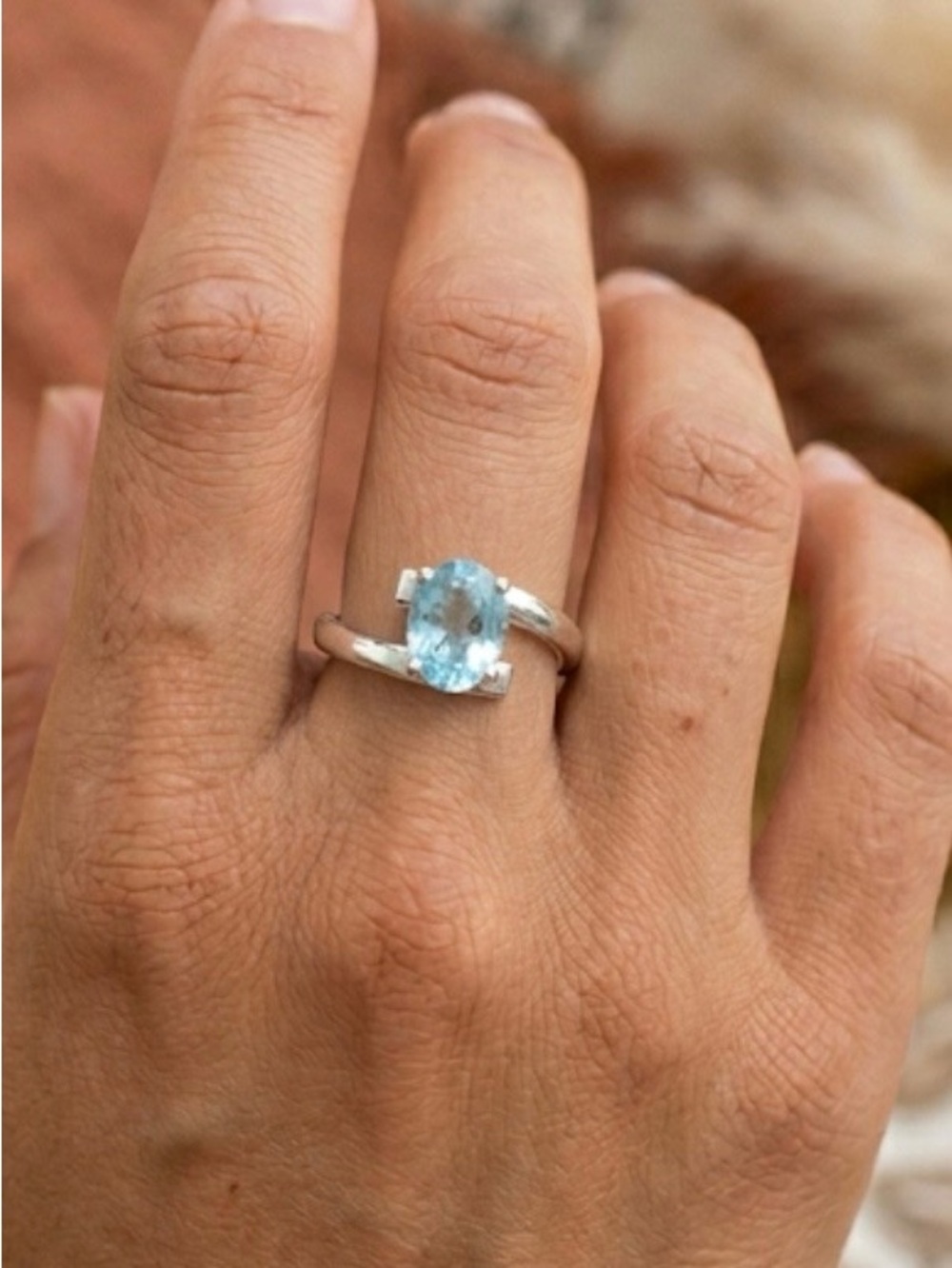 Vintage Taxco Mexico sterling silver blue stone ring